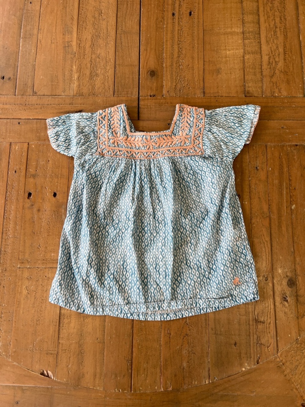 Baby cottons blue geometric embroidered Bohemia top and pants set kids 3 - Picture 2 of 11